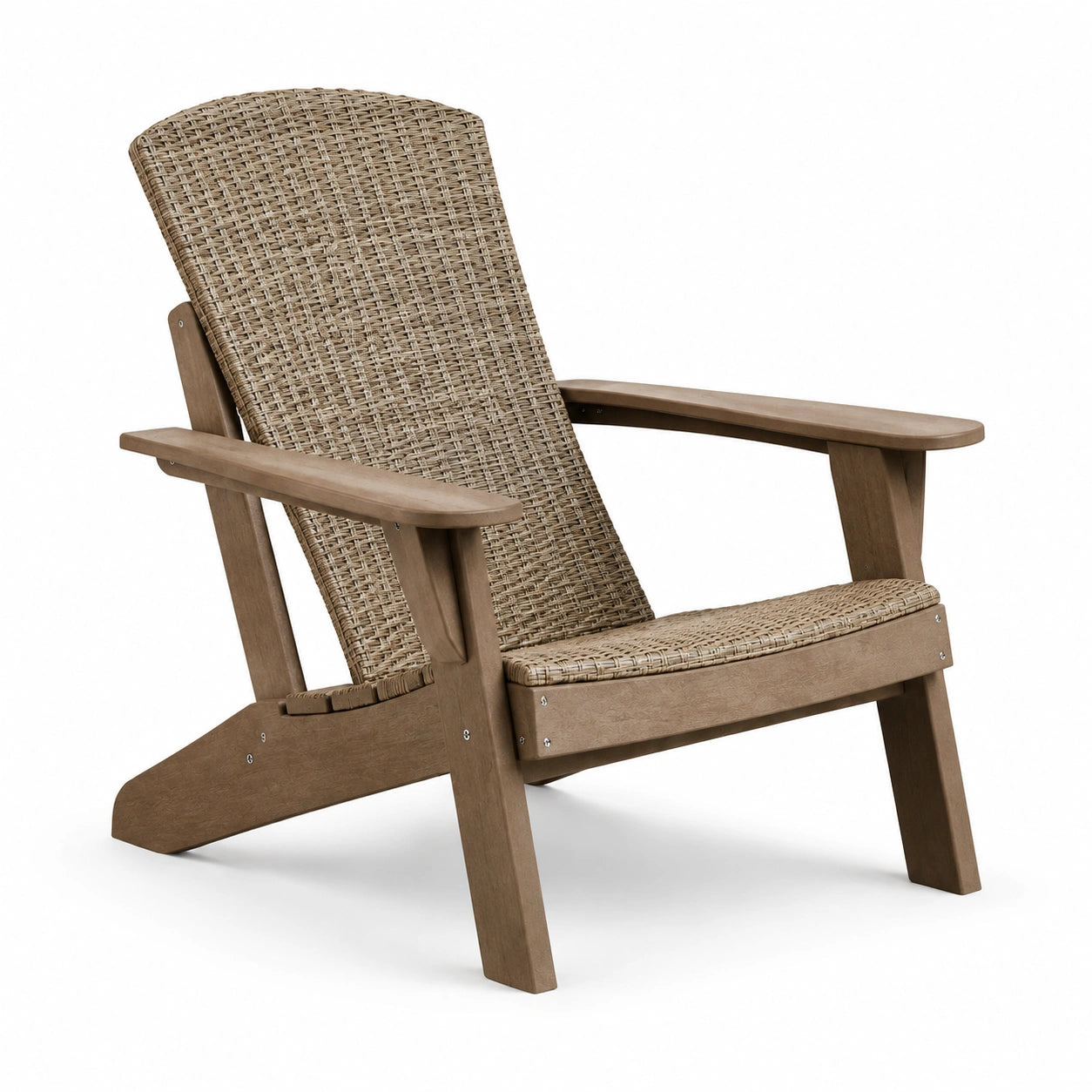 Adirondackstuhl Polywood mit Wicker Rückenlehne Braun