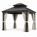 Aluminium Gartenpavillon Schwarz mit Polyester Vorhängen