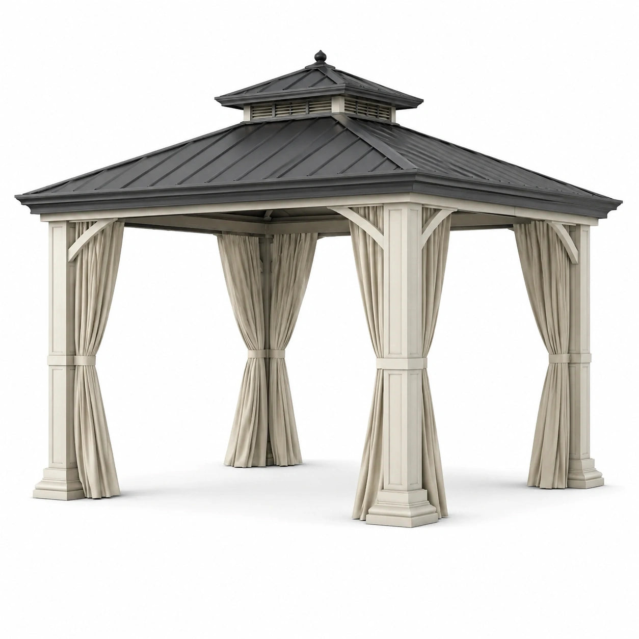 Pavillon mit Aluminiumrahmen und Stahlblechdach 3x3m grau/beige