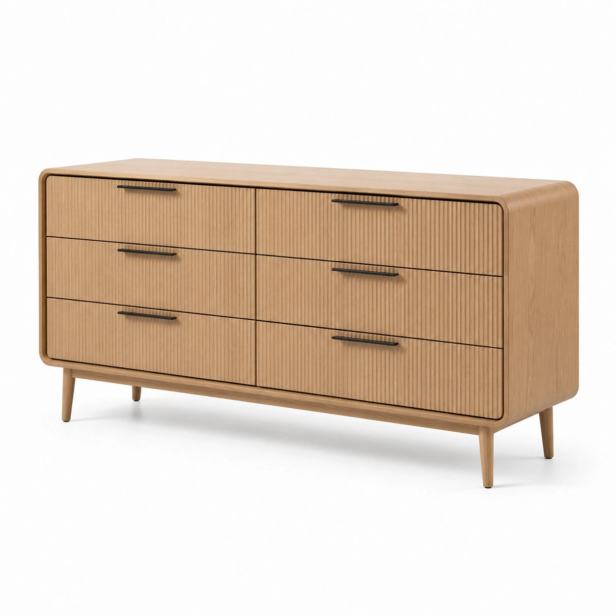Kommode Holz Eiche 6 Schubladen 140cm