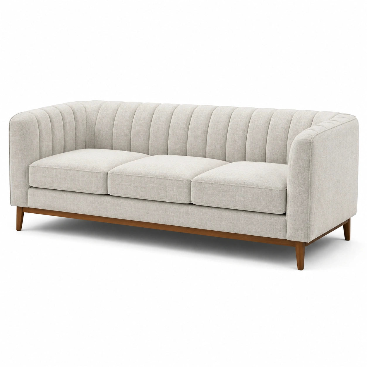 3-Sitzer Sofa mit Massivholzgestell und Polyesterbezug Hellgrau 225cm
