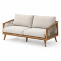 2-Sitzer Sofa aus Akazienholz und Polyester in Beige