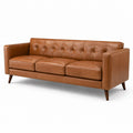 3-Sitzer Sofa Leder Braun mit Massivholzbeinen