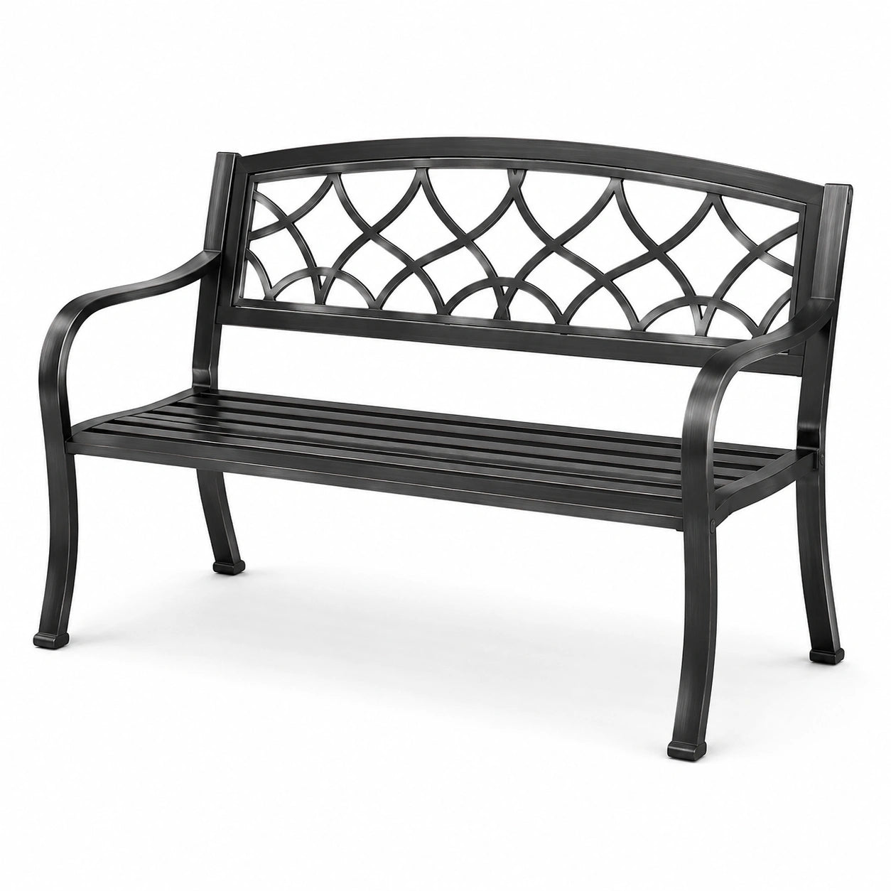 Metall Gartenbank Schwarz 120x60x80 cm