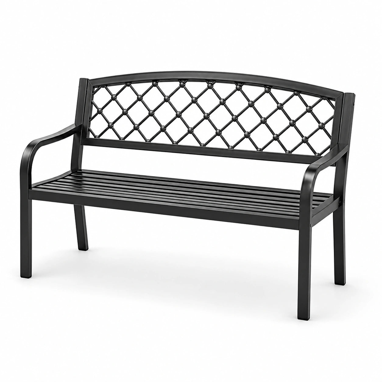 Metall Gartenbank mit Rautenlehne 127 cm Schwarz