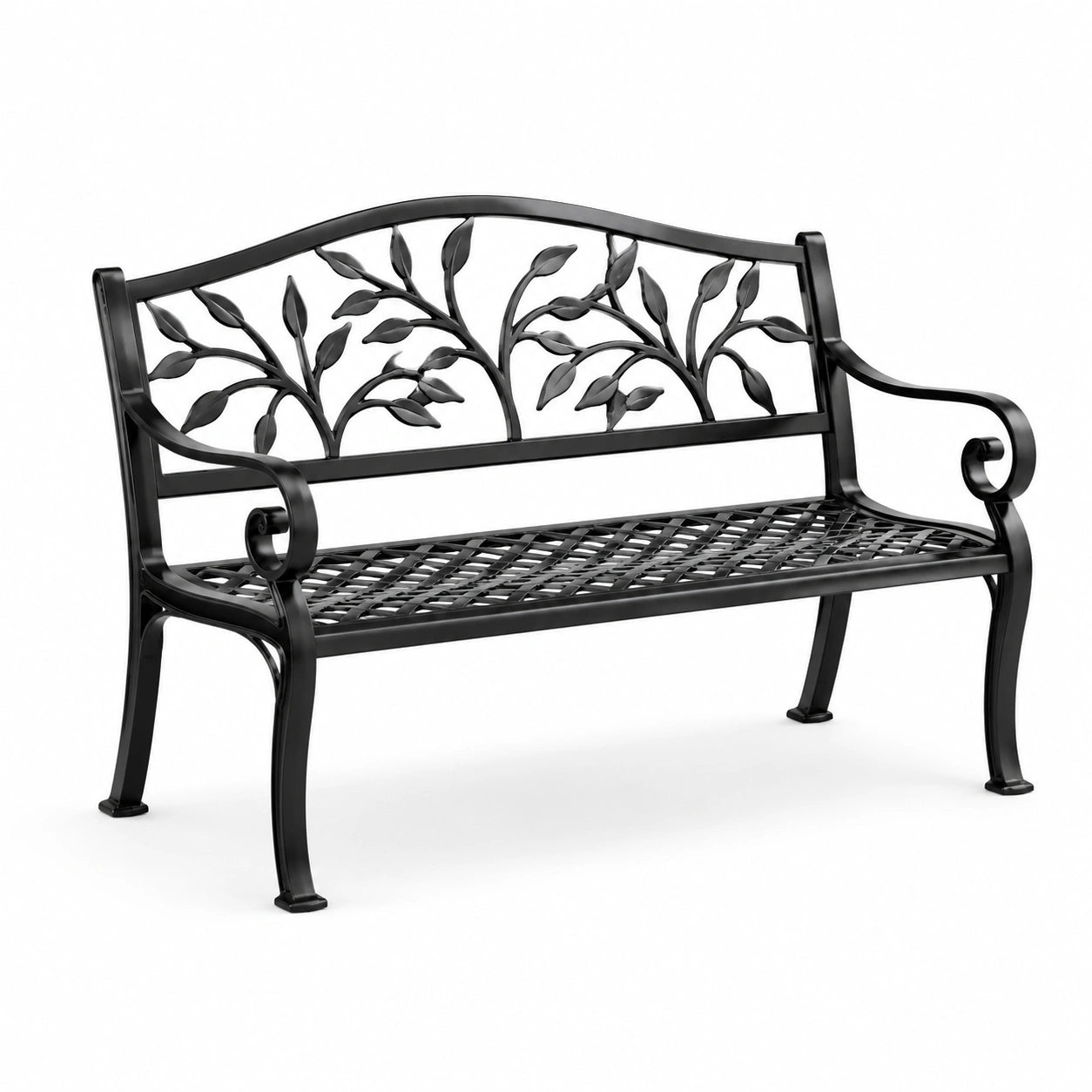 Gartenbank Metall Schwarz mit Ornamenten