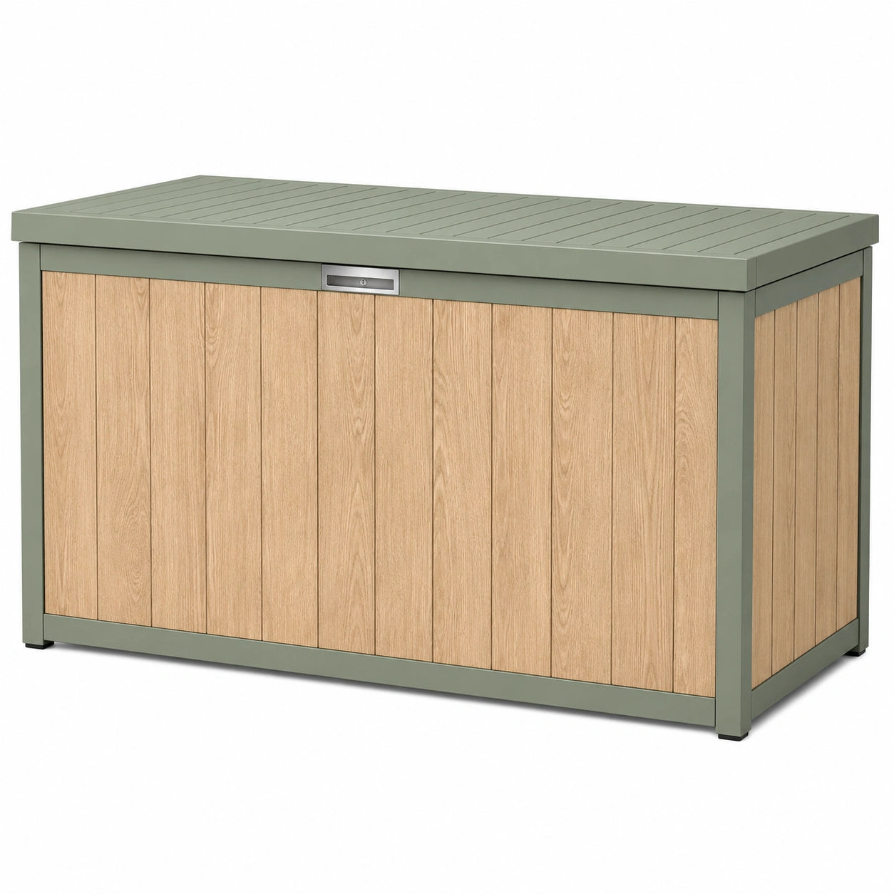 Gartenbox aus Stahl und Polypropylen in Holzoptik 120x60x63cm Grün