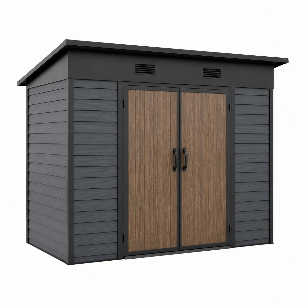 Gartenhaus aus Polypropylen 195x130x215 cm Anthrazit/Braun