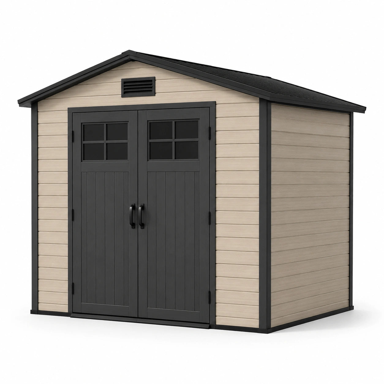 Gartenhaus aus Polypropylen in Holzoptik Beige/Grau 255x225x252 cm