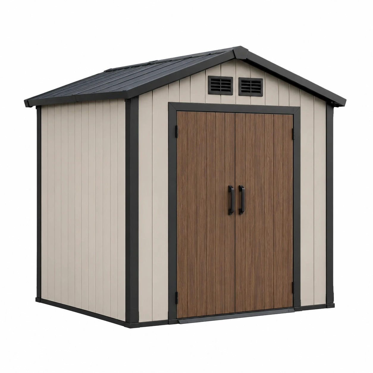 Gartenhaus Polypropylen Stahlrahmen 185 x 152 x 226 cm Hellgrau/Dunkelbraun