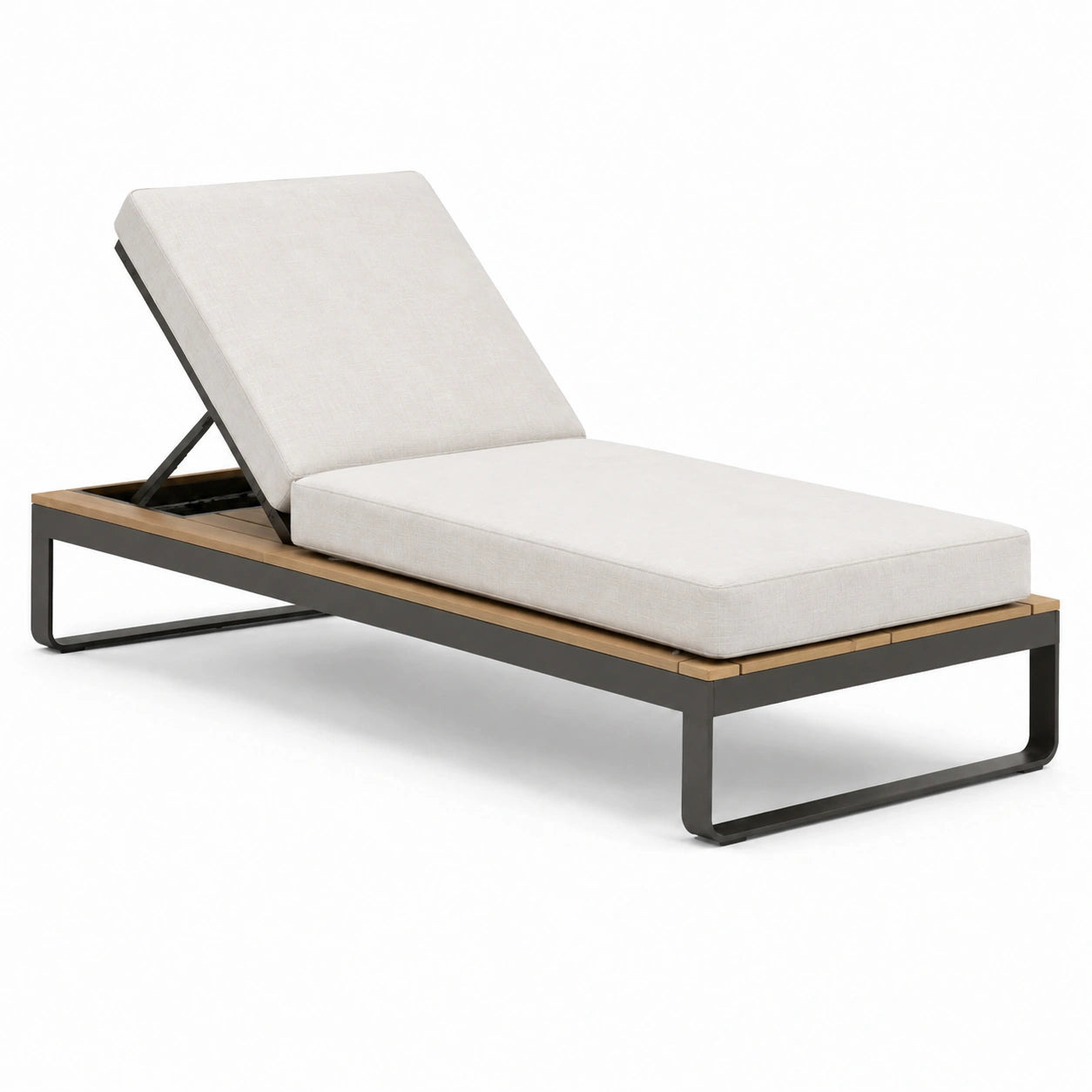 Sonnenliege Aluminium Teakholz Beige