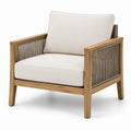 Garten-Loungesessel Akazienholz mit Polyesterseilen und Kissen Beige