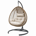 Hängesessel aus Rattan mit Stahlgestell und Polyesterkissen Beige