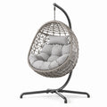 Hängesessel aus Stahl und PE-Rattan mit Polyesterkissen, grau
